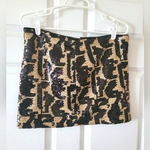 Black and Gold Mini Skirt (L)